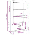 Hoge Kast 92X33X Bewerkt Hout Kleurig Gerookt Eiken