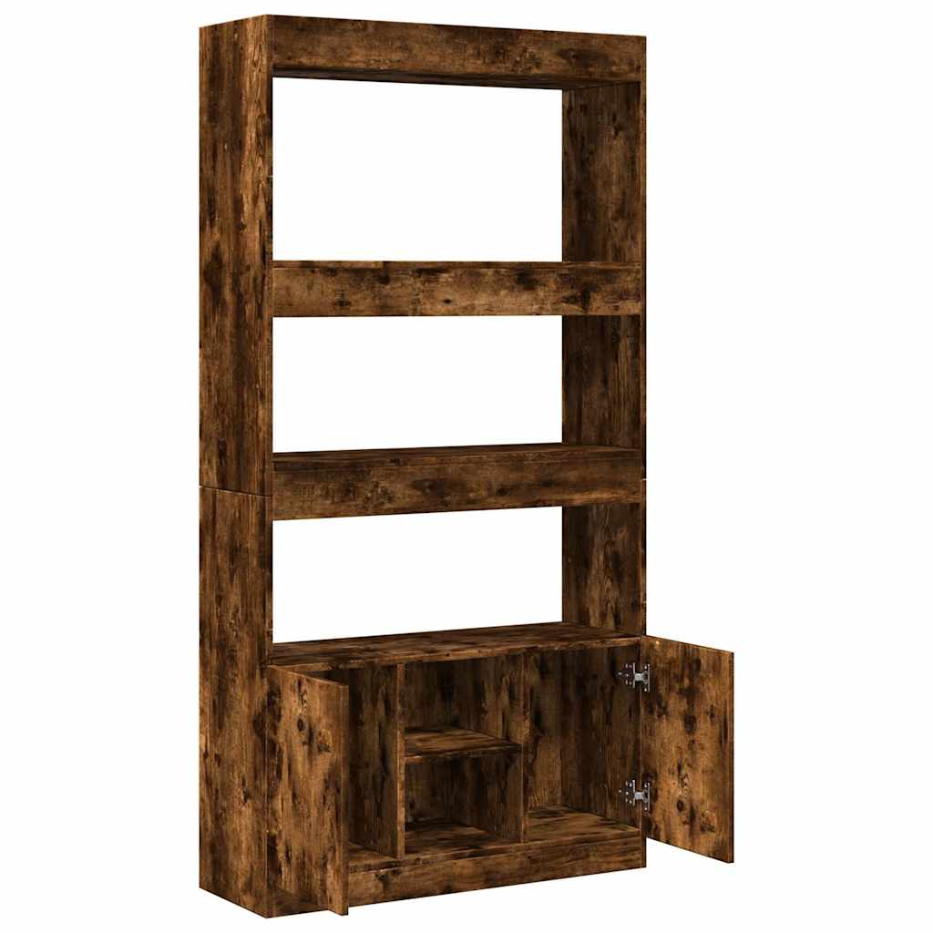 Hoge Kast 92X33X Bewerkt Hout Kleurig Gerookt Eiken