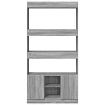 Hoge Kast 92X33X Bewerkt Hout Eikenkleurig Grijs Sonoma