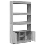 Hoge Kast 92X33X Bewerkt Hout Eikenkleurig Grijs Sonoma