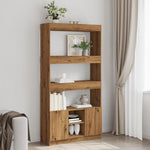 Hoge Kast 92X33X Bewerkt Hout Artisanaal Kleur Eiken