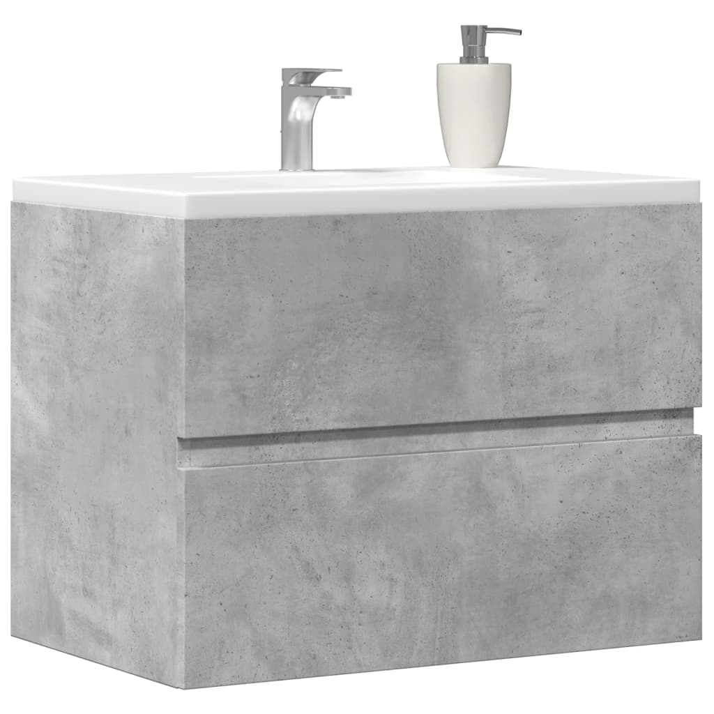 Badkamerkast 60X38,5X45 Cm Bewerkt Hout Betongrijs Lichtbruin