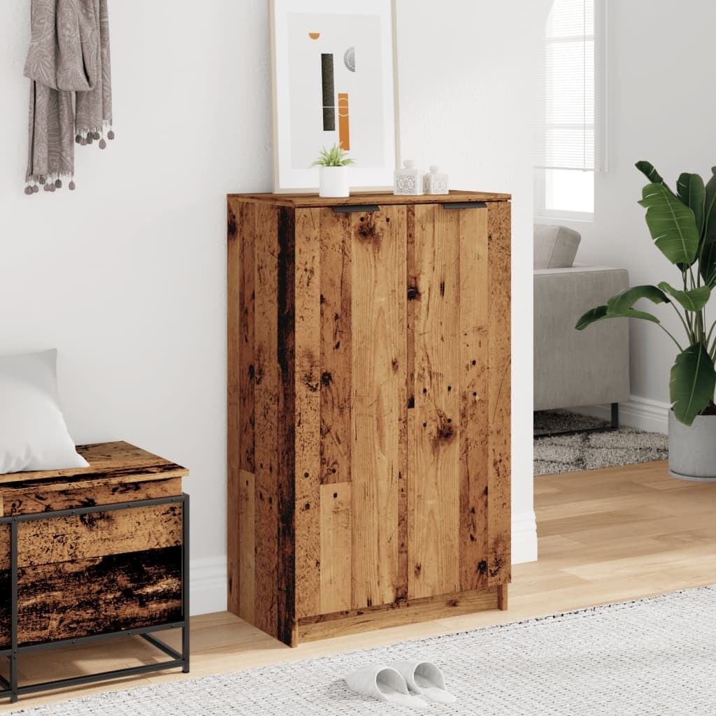 Schoenenkast 59X35X100,5 Cm Bewerkt Hout Oud Houtkleurig
