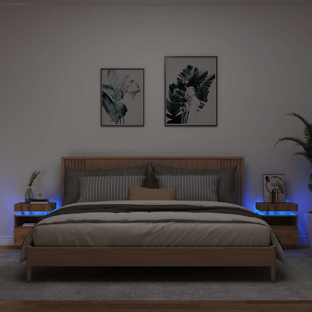 Nachtkastje Met Led-Verlichting 40X39X48,5 Cm Kleur