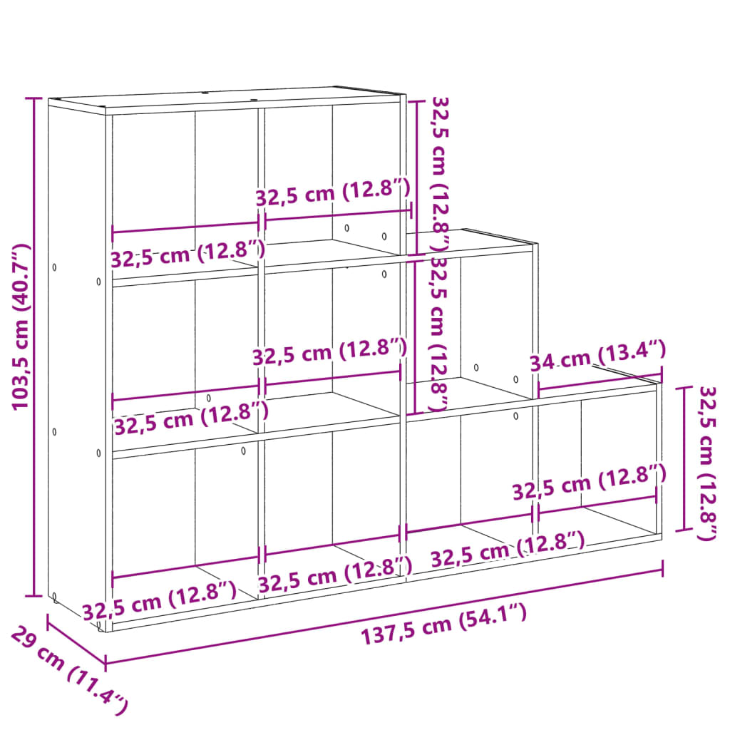 Kamerscherm / Boekenkast 137,5X29X103,5 Cm Hout Oud Hout
