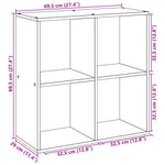 Kamerscherm / Boekenkast 69,5X29X69,5 Cm Bewerkt Hout