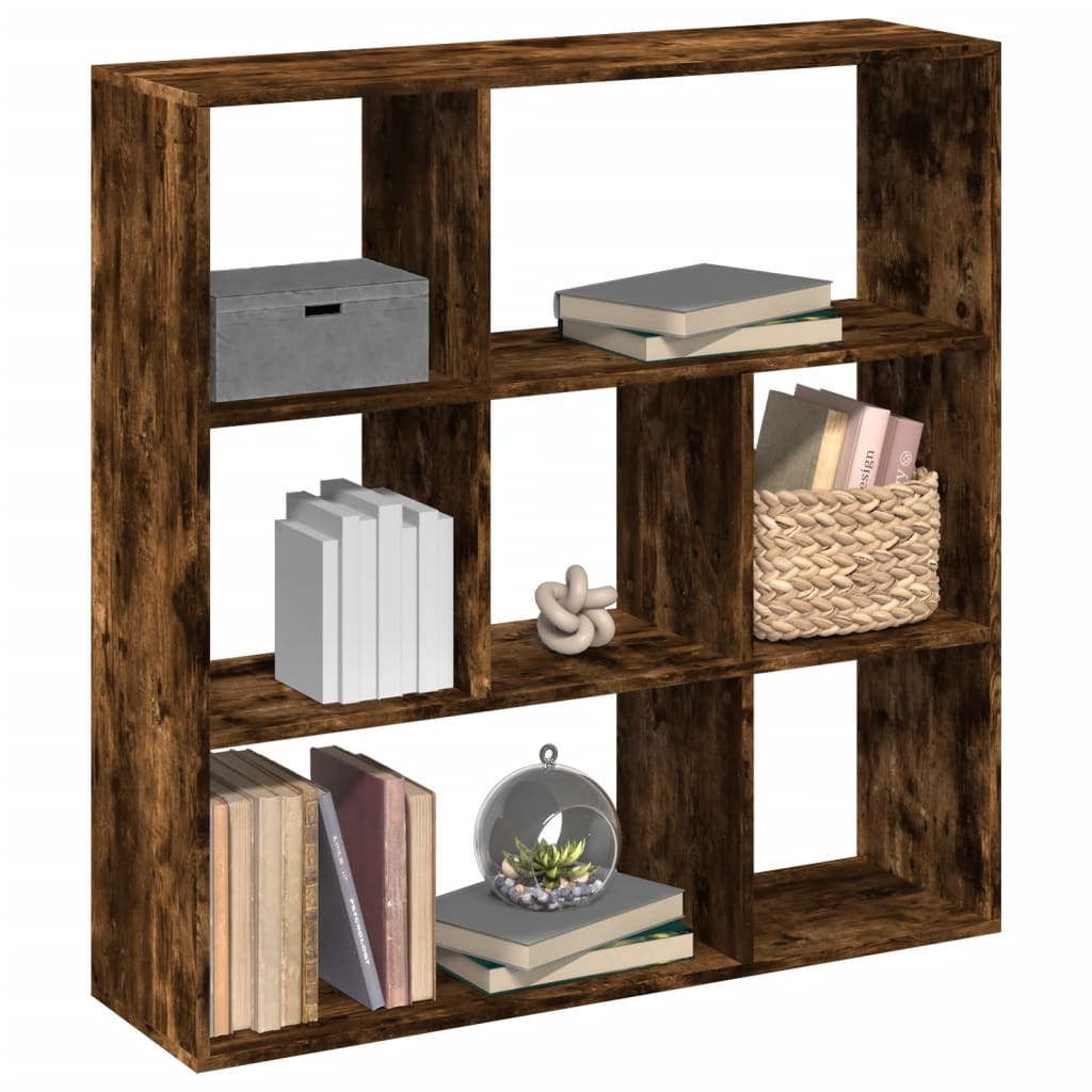 Boekenkast 132X29X141,5 Cm Bewerkt Hout Kleurig Gerookt Eiken