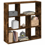 Boekenkast 132X29X141,5 Cm Bewerkt Hout Kleurig Gerookt Eiken