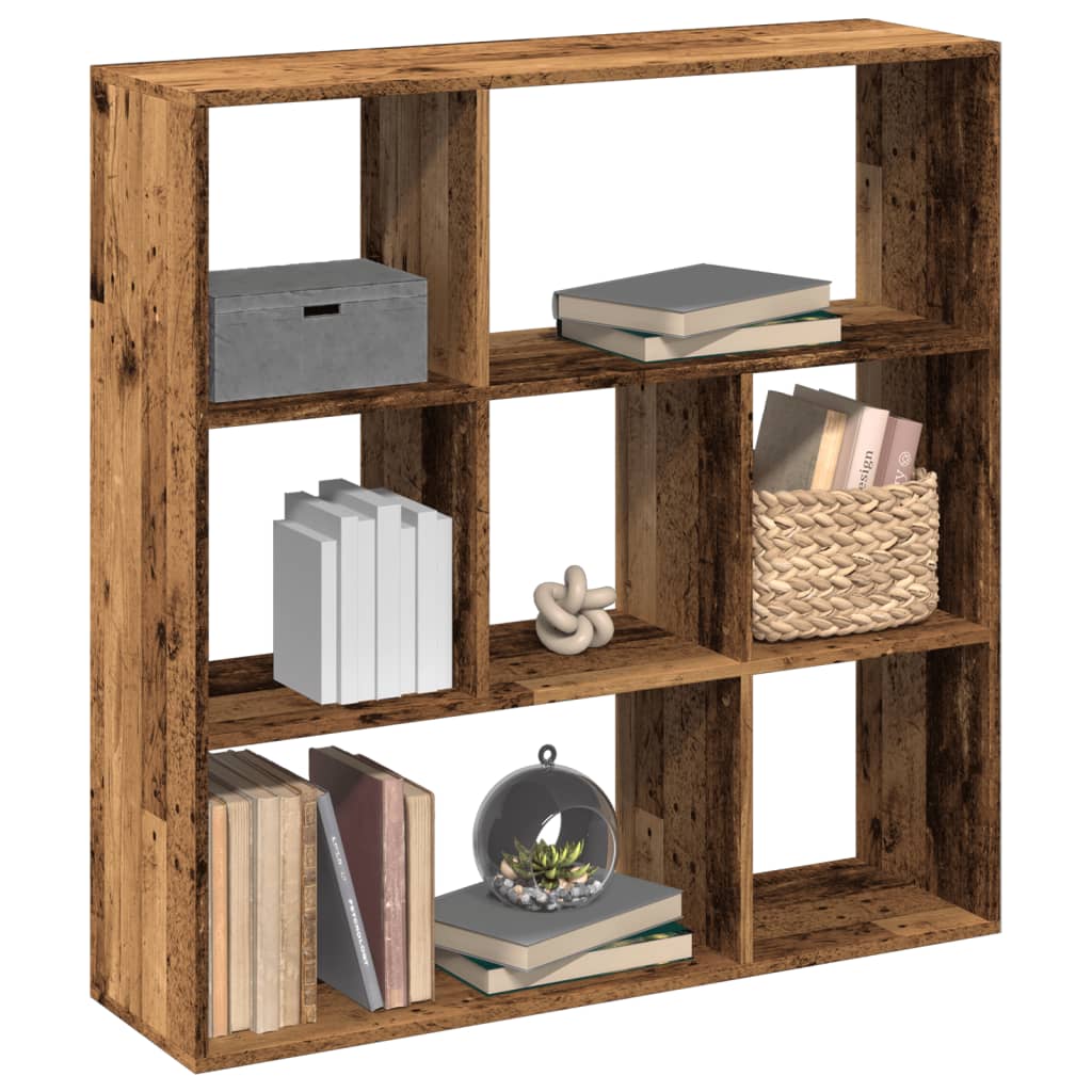 Boekenkast 132X29X141,5 Cm Bewerkt Hout Kleurig Oud Hout