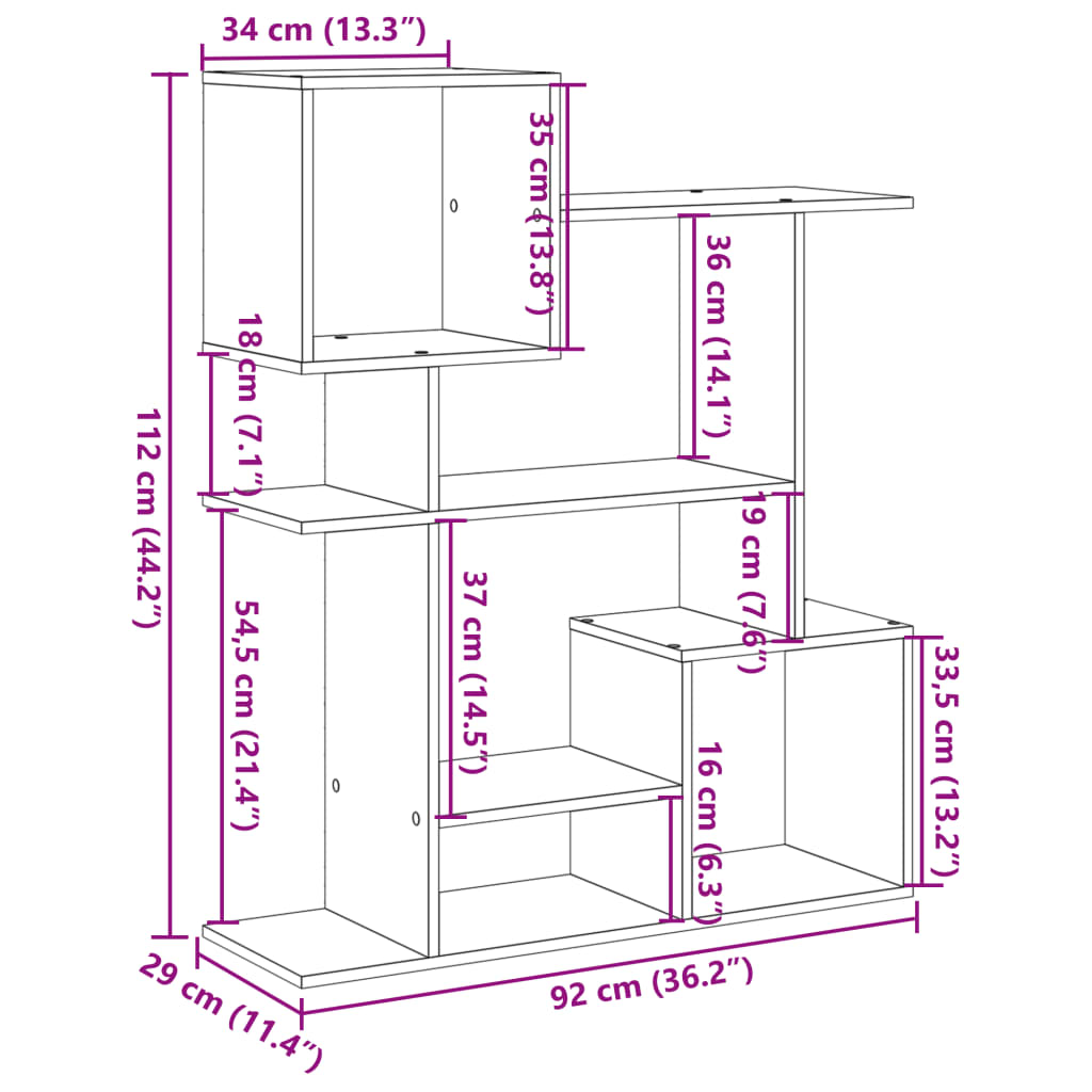 Kamerscherm / Boekenkast 92X29X Hout