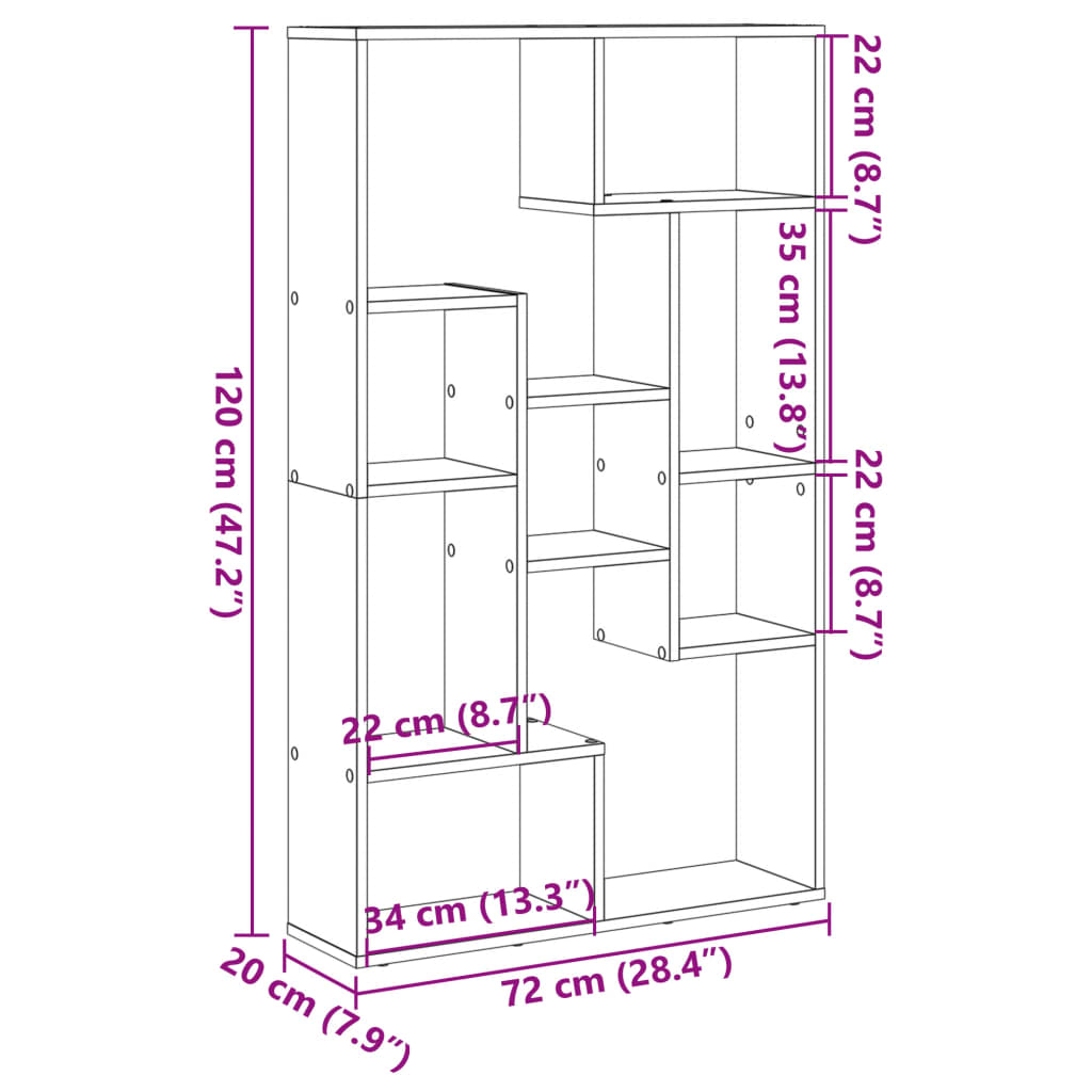 Boekenkast 72X20X120 Cm Bewerkt Hout