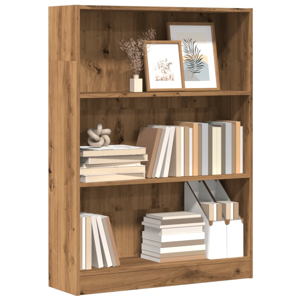 Boekenkast 60X24X Bewerkt Hout Artisanaal Kleurig Eiken