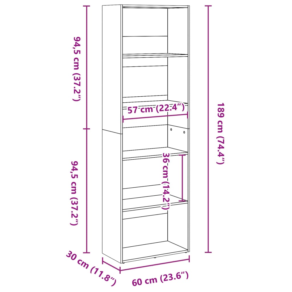 Boekenkast 60X30X Bewerkt Hout Wit