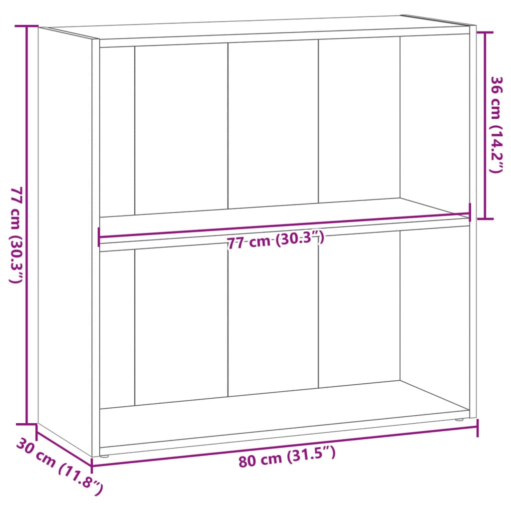 Boekenkast 80X30X Bewerkt Hout Artisanaal Eikenkleurig Artisian Oak