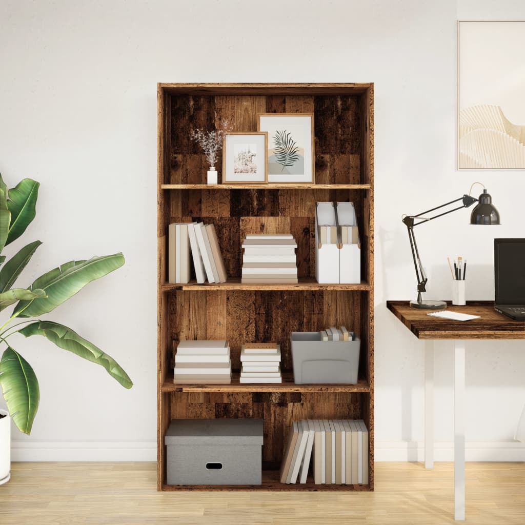 Boekenkast 80X30X Bewerkt Hout Kleurig Oud Hout