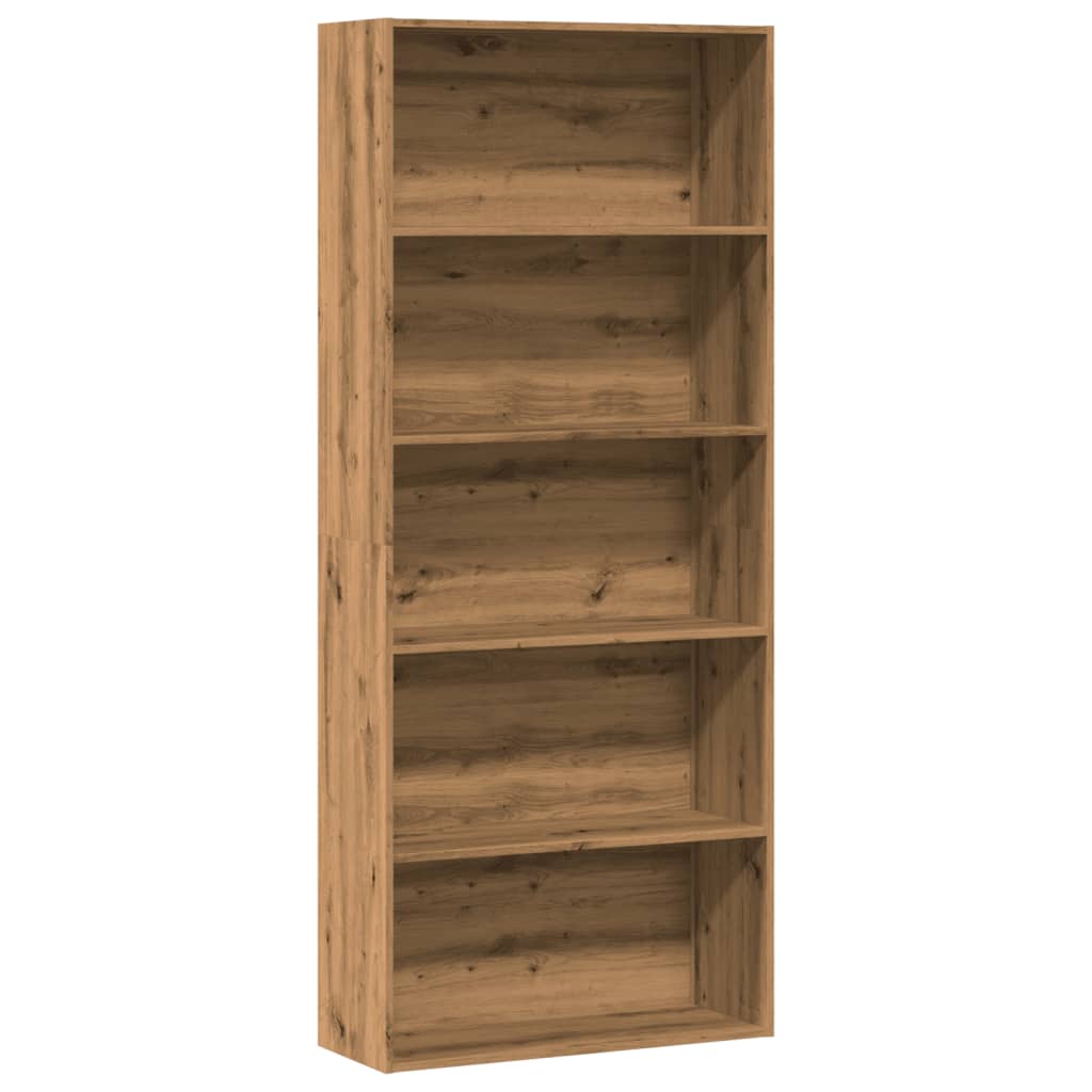 Boekenkast 80X30X Bewerkt Hout Artisanaal Eikenkleurig Artisian Oak