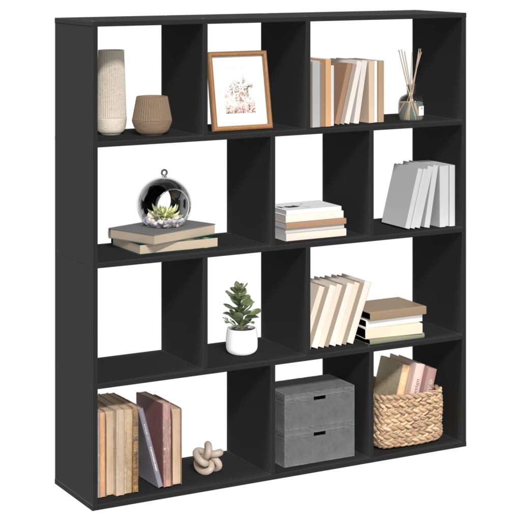 Boekenkast 132X29X141,5 Cm Bewerkt Hout Zwart