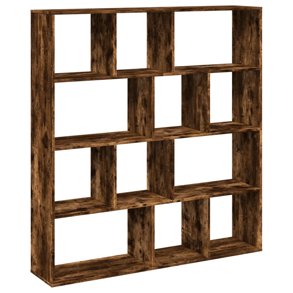 Boekenkast 132X29X141,5 Cm Bewerkt Hout Kleurig Gerookt Eiken