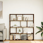 Boekenkast 132X29X141,5 Cm Bewerkt Hout Kleurig Gerookt Eiken