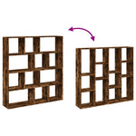 Boekenkast 132X29X141,5 Cm Bewerkt Hout Kleurig Gerookt Eiken