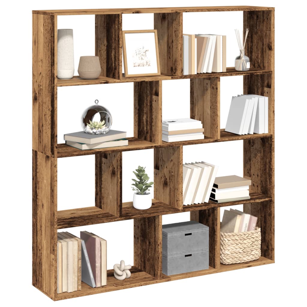 Boekenkast 132X29X141,5 Cm Bewerkt Hout Kleurig Oud Hout