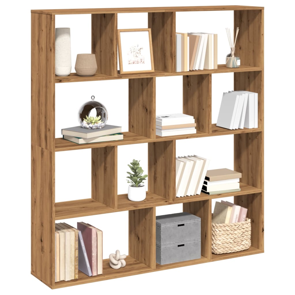 Boekenkast 132X29X141,5 Cm Bewerkt Hout Artisanaal Eikenkleur Artisian Oak