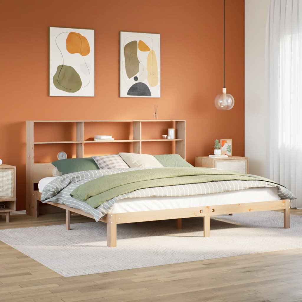 Bed Met Boekenkast Zonder Matras Massief Grenenhout