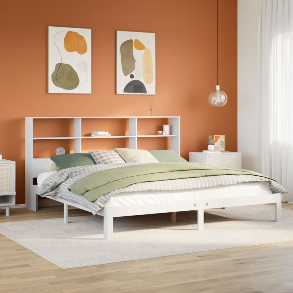 Bed Met Boekenkast Zonder Matras Massief Grenenhout