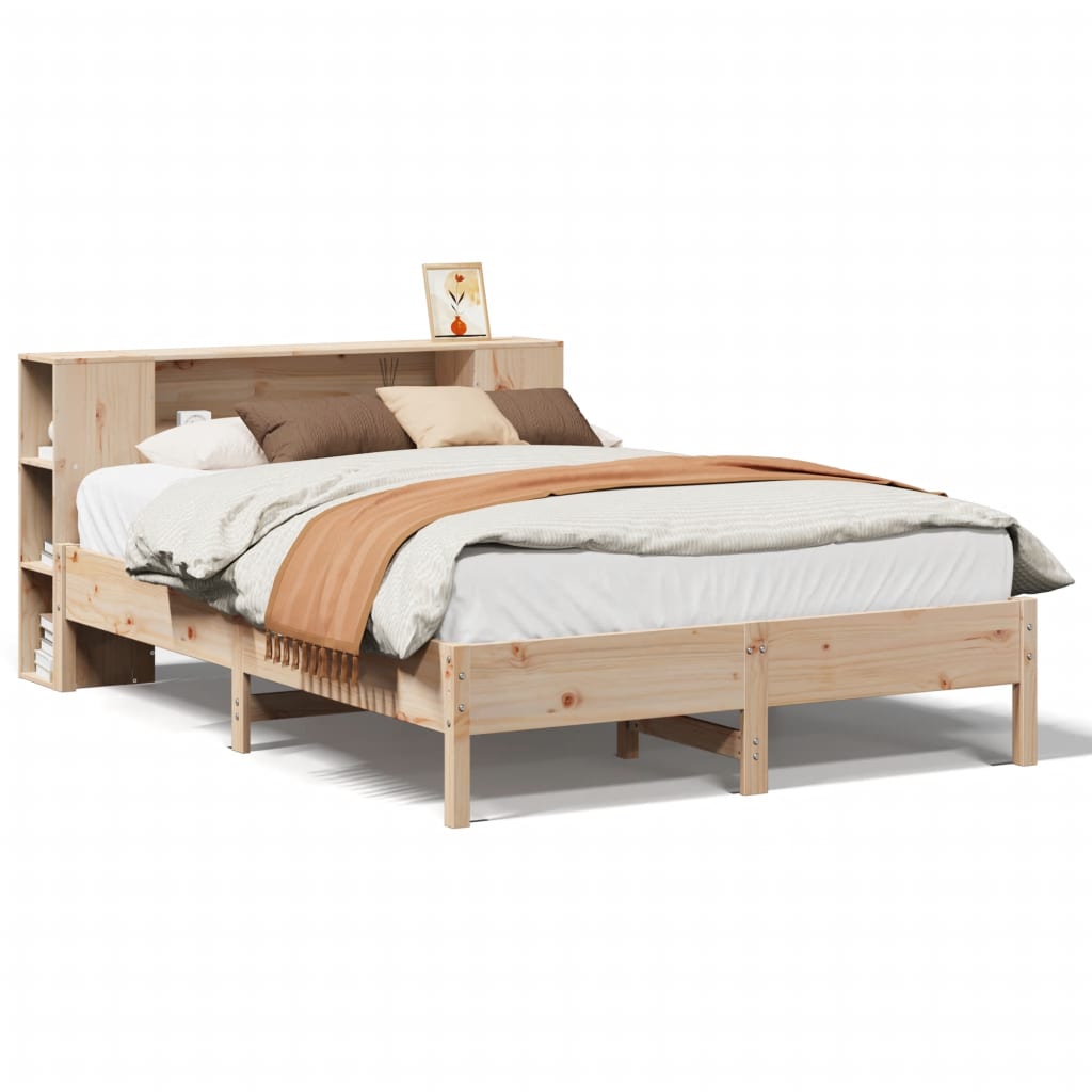 Bed Met Boekenkast Zonder Matras Massief Grenenhout 150X200 Cm