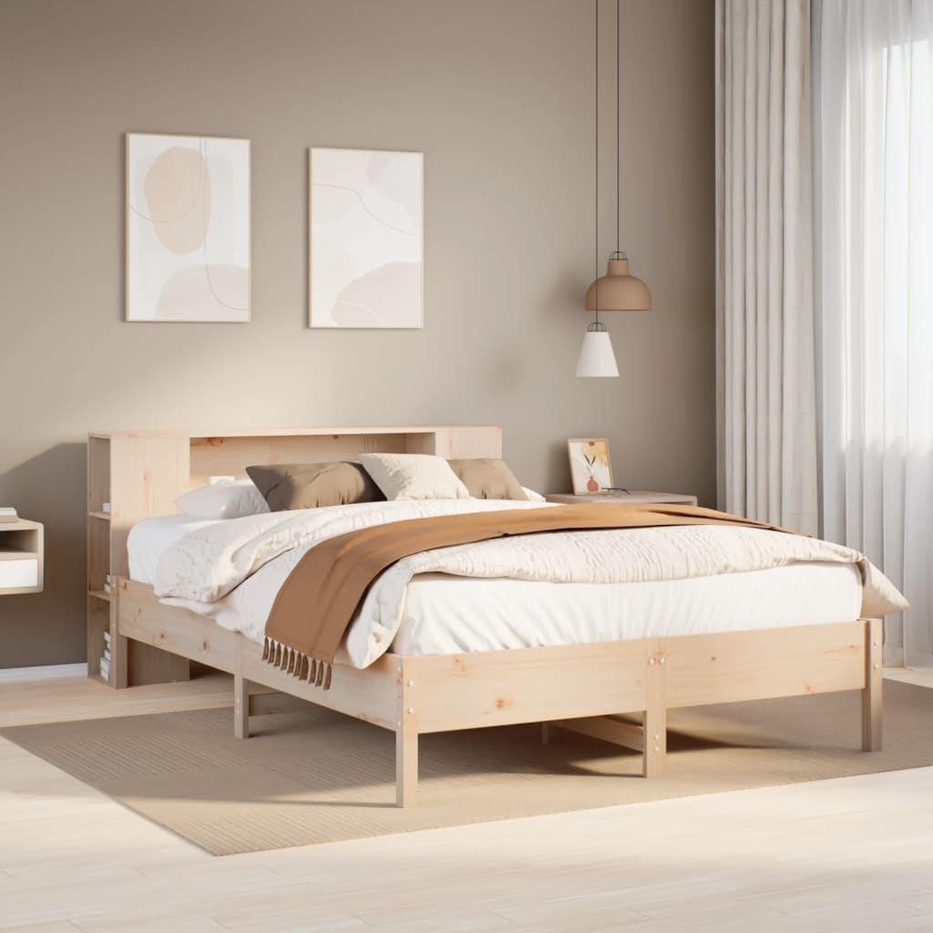 Bed Met Boekenkast Zonder Matras Massief Grenenhout 150X200 Cm