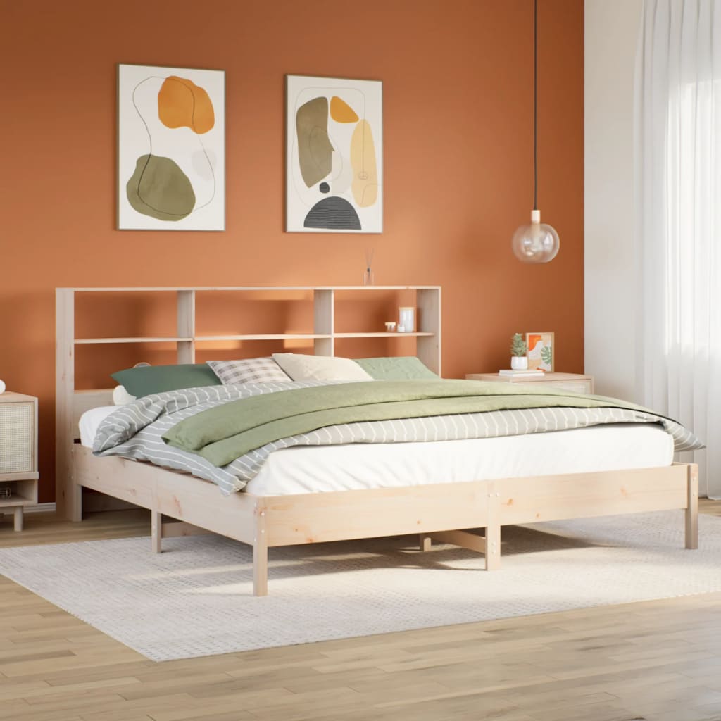 Bed Met Boekenkast Zonder Matras Massief Grenenhout