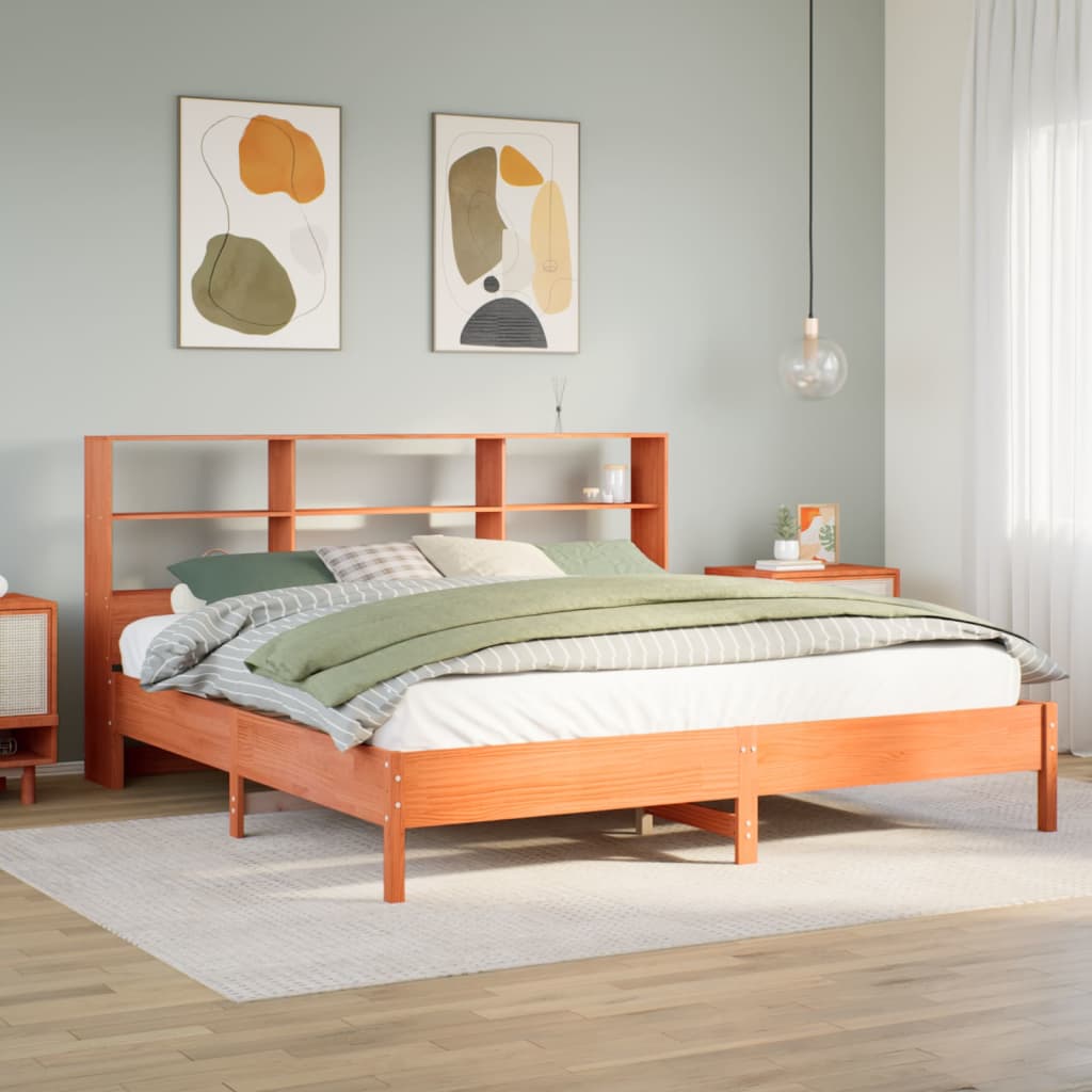 Bed Met Boekenkast Zonder Matras Massief Grenenhout