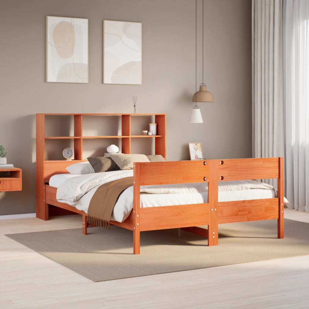 Bed Met Boekenkast Zonder Matras Grenenhout