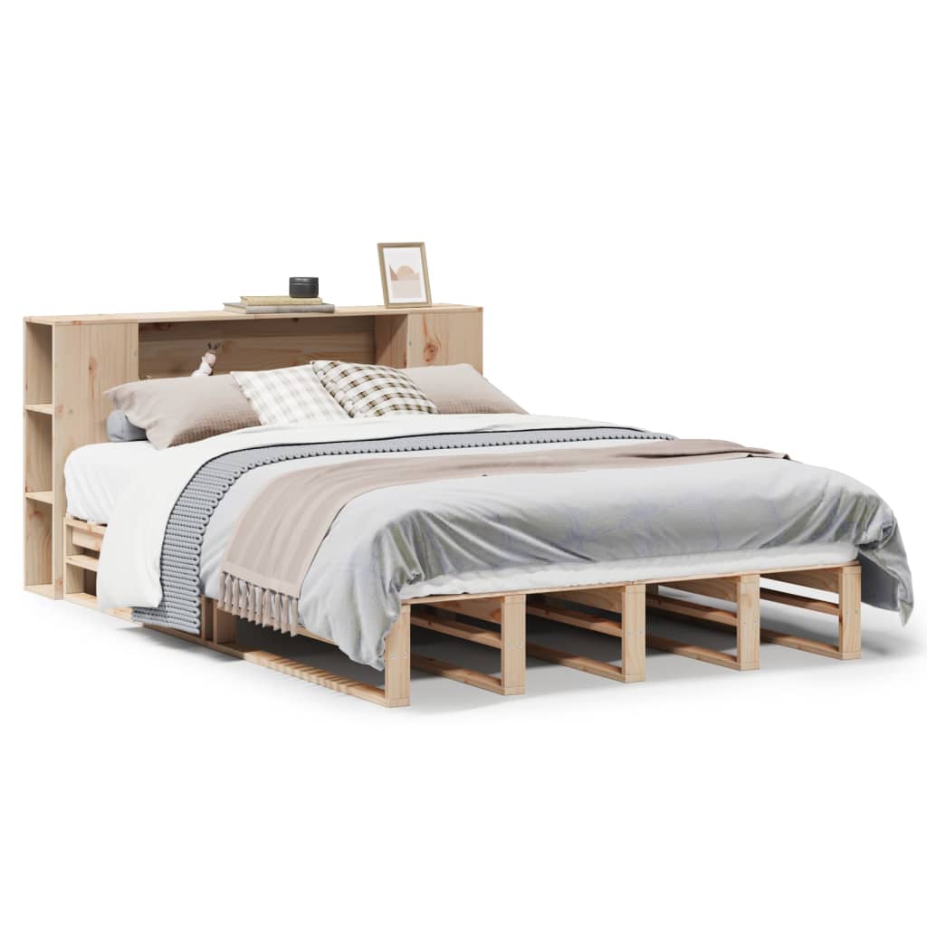 Bed Met Boekenkast Zonder Matras Massief Hout