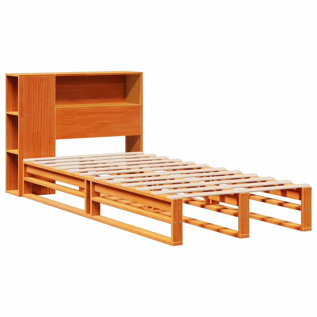 Bed Met Boekenkast Zonder Matras Massief Hout 90X200Cm