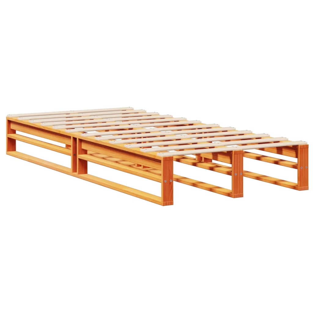 Bed Met Boekenkast Zonder Matras Massief Hout 90X200Cm