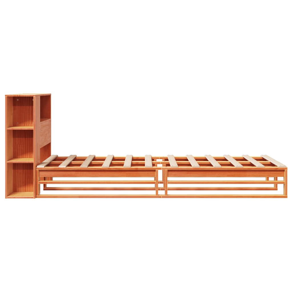 Bed Met Boekenkast Zonder Matras Massief Hout 90X200Cm