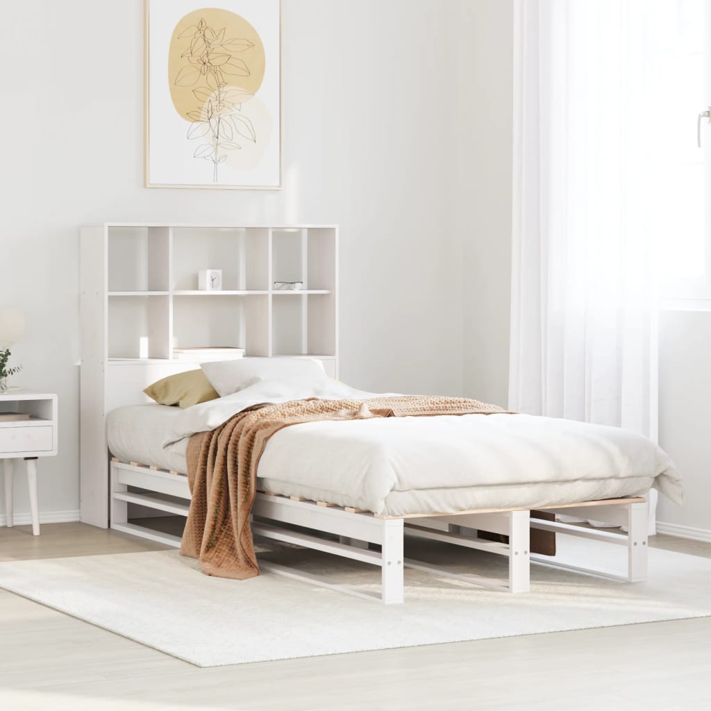 Bed Met Boekenkast Zonder Matras Massief Hout