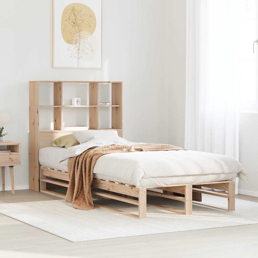 Bed Met Boekenkast Zonder Matras Massief Hout