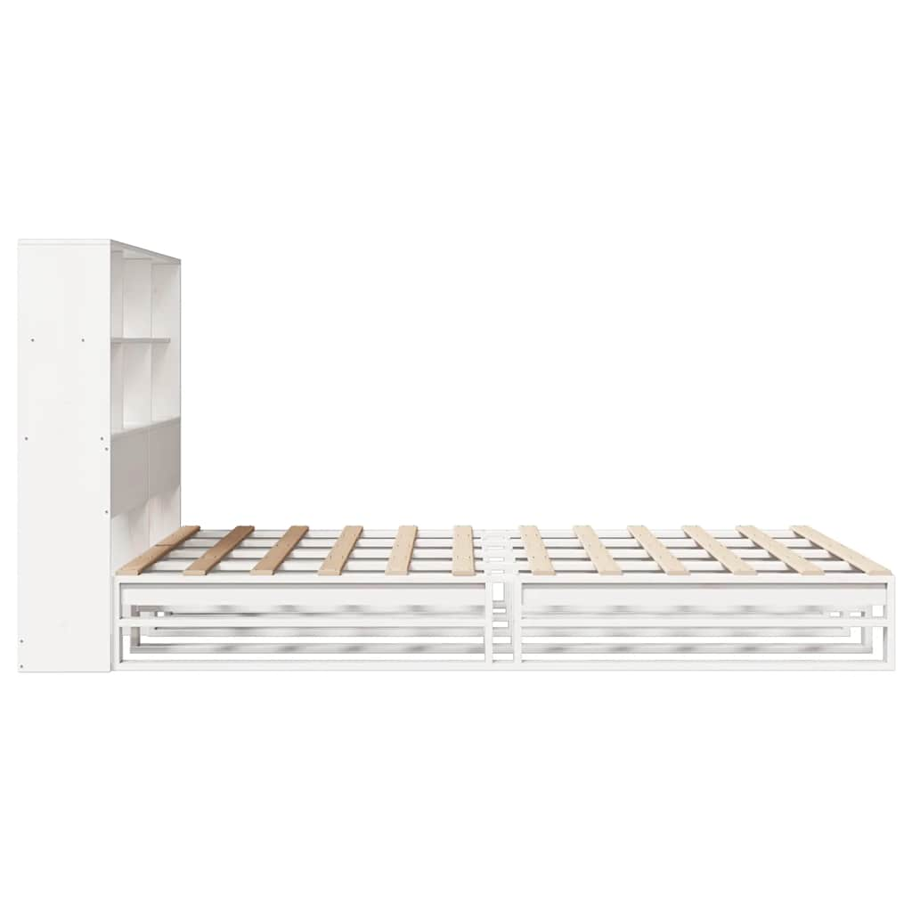 Bed Met Boekenkast Zonder Matras Massief Hout